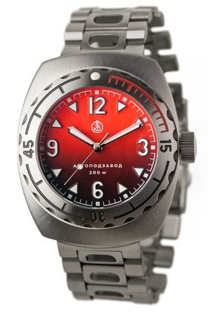 Часы Буялов Дизайн A67 Титан красный браслет