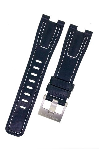 Leather strap RR02 white stitching