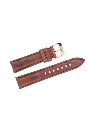 Brown leather strap 20mm yellow buckle